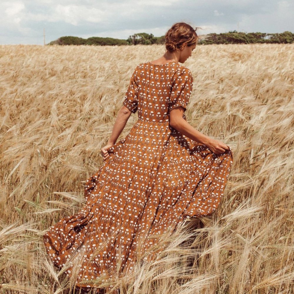 Daughters of India Chaaya Maxi Dress ~ Chai Medium